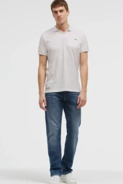 Kurzarmpolo mit V-Neck und Back-Print ivory