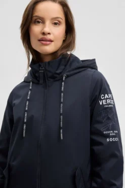 Kurzjacke mit Kapuze und Artworks blue navy