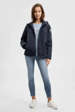 Kurzjacke mit Kapuze und Artworks blue navy
