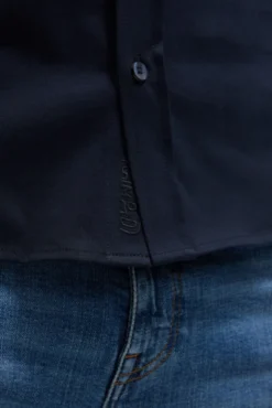 Langarmhemd aus Baumwoll-Jersey Slim Fit true navy