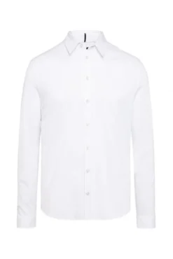 Langarmhemd aus Baumwoll-Jersey Slim Fit opticwhite