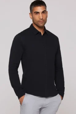 Langarmhemd aus strukturiertem Jersey blue navy