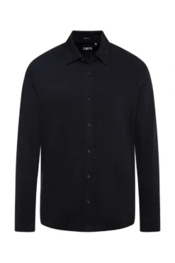 Langarmhemd aus strukturiertem Jersey blue navy