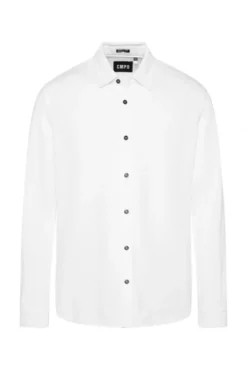 Langarmhemd aus strukturiertem Jersey opticwhite | S