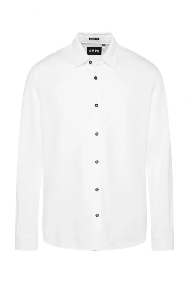 Langarmhemd aus strukturiertem Jersey opticwhite | S