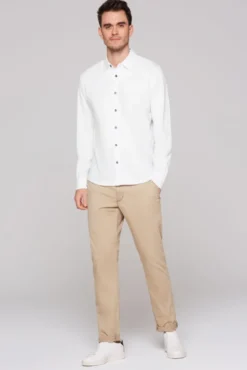 Langarmhemd aus strukturiertem Jersey opticwhite | S
