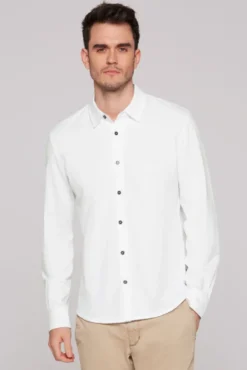 Langarmhemd aus strukturiertem Jersey opticwhite | S