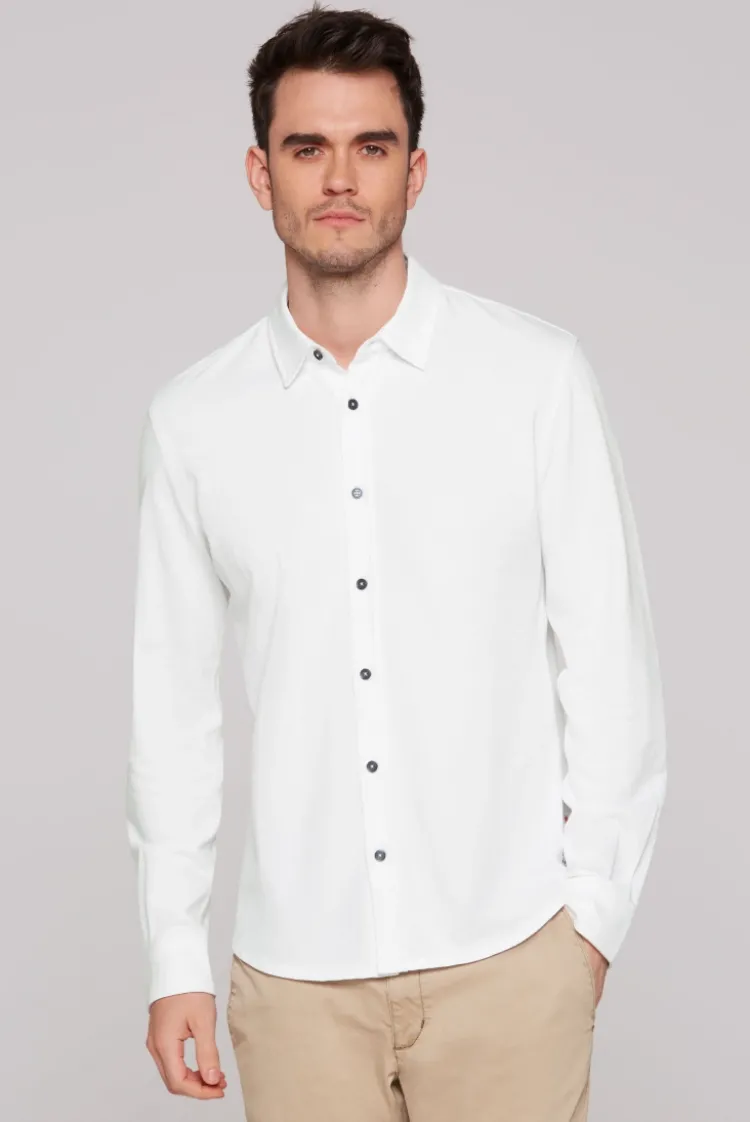 Langarmhemd aus strukturiertem Jersey opticwhite | S