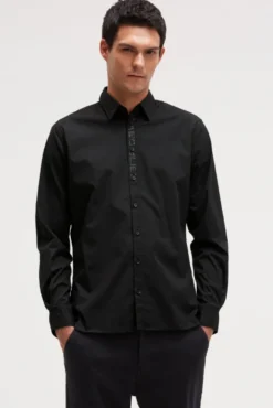 Langarmhemd mit Folienprints black