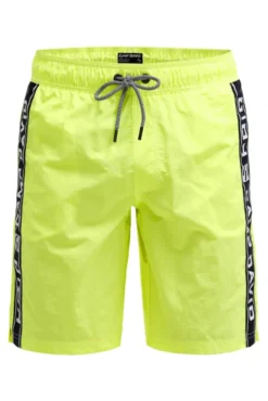 Lange Badeshorts mit Logo-Tapes neon lime