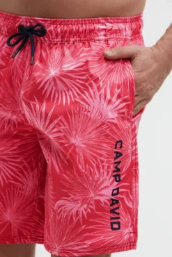 Lange Beachshorts mit All Over Print flight red