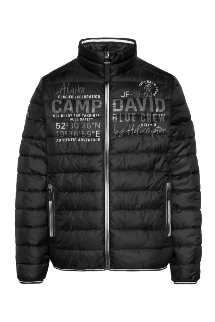 Leichte Steppjacke mit Logo Prints und Tapes black