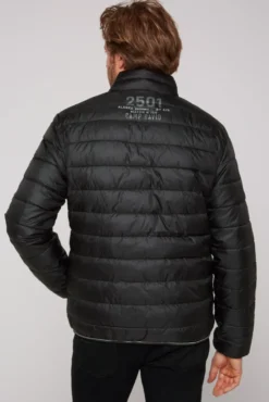 Leichte Steppjacke mit Logo Prints und Tapes black