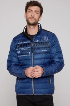 Leichte Steppjacke mit Logo Prints und Tapes flight blue