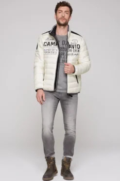 Leichte Steppjacke mit Logo Prints und Tapes kitt