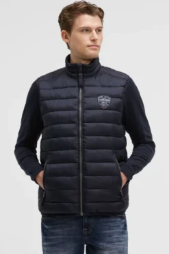 Leichte Steppweste mit Rücken-Print blue navy | S