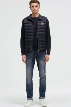 Leichte Steppweste mit Rücken-Print blue navy | S