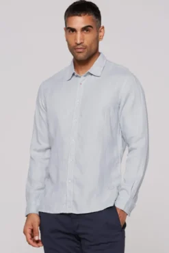 Leinenhemd Langarm Muscle Fit smokey mint