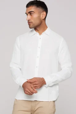Leinenhemd Langarm Muscle Fit opticwhite