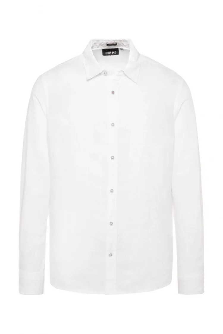 Leinenhemd Langarm Muscle Fit opticwhite