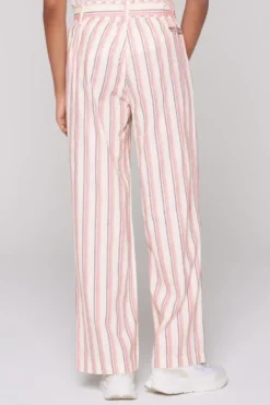 Leinenhose mit bunten Streifen und Bindegürtel ivory stripe
