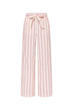 Leinenhose mit bunten Streifen und Bindegürtel ivory stripe