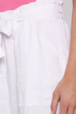 Leinenhose mit weitem Bein und Bindegürtel opticwhite