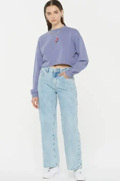 LO-LA Cropped Sweatshirt printed violet