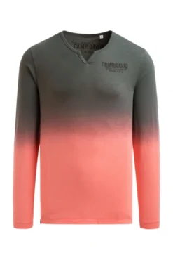 Longsleeve mit Dip-Dye-Effekt und Rücken-Print wild salmon