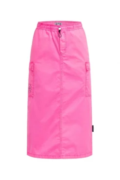 Midirock im Cargo-Stil mit Elastikbund neon magenta