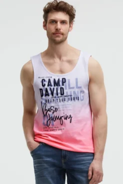 Muskelshirt Dip Dye mit Puffprint neon pink