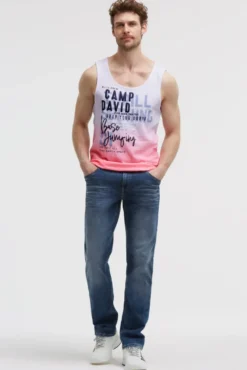 Muskelshirt Dip Dye mit Puffprint neon pink