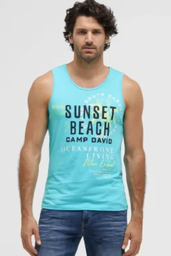 Muskelshirt mit Label Prints aqua
