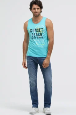 Muskelshirt mit Label Prints aqua
