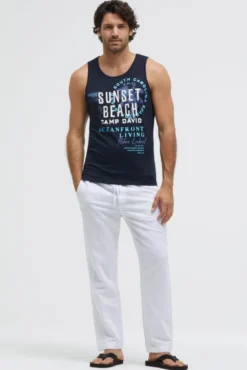 Muskelshirt mit Label Prints blue navy