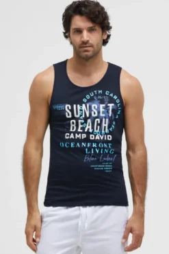 Muskelshirt mit Label Prints blue navy