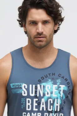 Muskelshirt mit Label Prints harbour blue