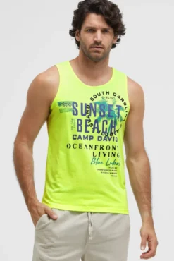 Muskelshirt mit Label Prints neon lime