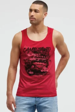 Muskelshirt Oil Dyed mit Photoprint red orange