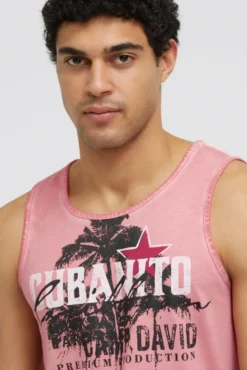 Muskelshirt Oil Dyed mit Used Print beachy red