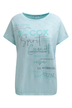 Oversized Shirt mit Artwork und Elastiksaum aqua splash