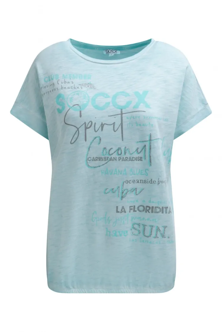 Oversized Shirt mit Artwork und Elastiksaum aqua splash
