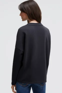 Oversized Sweatshirt mit Wording Print blue navy | XS