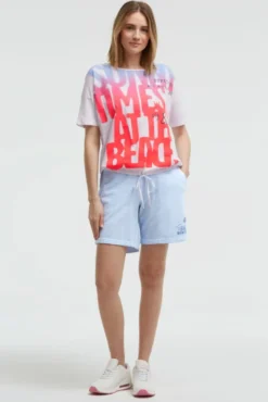 Oversized T-Shirt mit Artwork und Tunnelzugband opticwhite | S