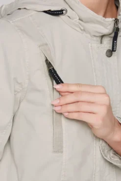 Parka mit Kapuze und Rücken-Artwork stone beige