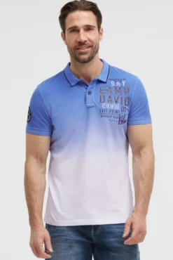 Pikee-Polo Dip Dye mit Label Prints vividblue