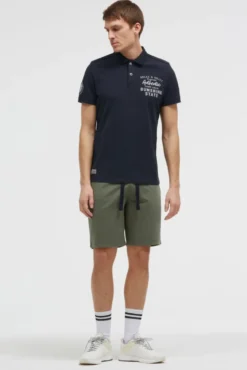 Pikee-Polo Kurzarm mit Rücken-Stickerei blue navy