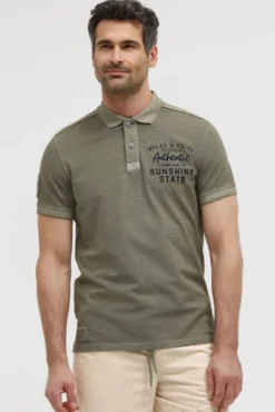 Pikee-Polo Kurzarm mit Rücken-Stickerei green olive