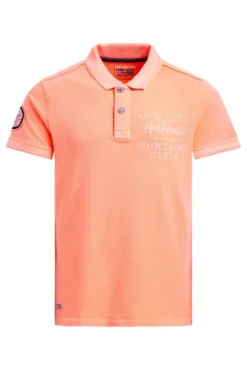 Pikee-Polo Kurzarm mit Rücken-Stickerei neon flame