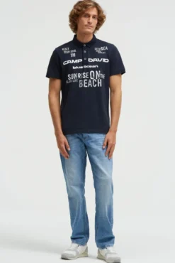 Pikee-Polo Kurzarm mit Rubber Prints blue navy
